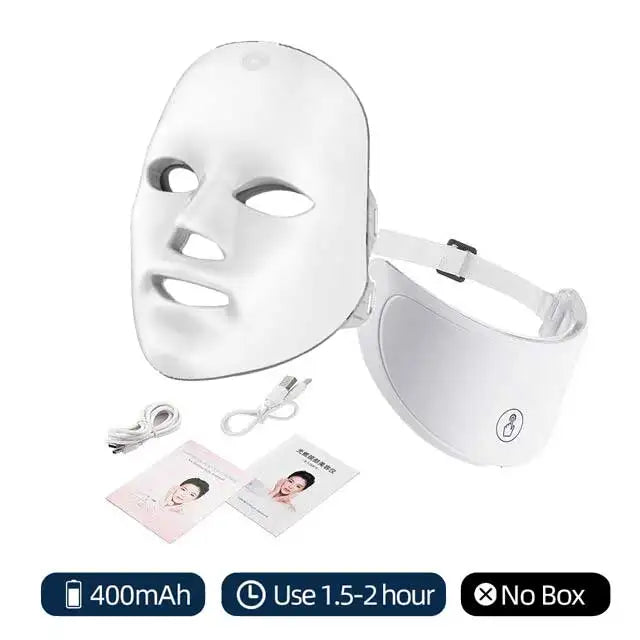 7 Colors LED Facial Mask with Neck Red Light Therapy