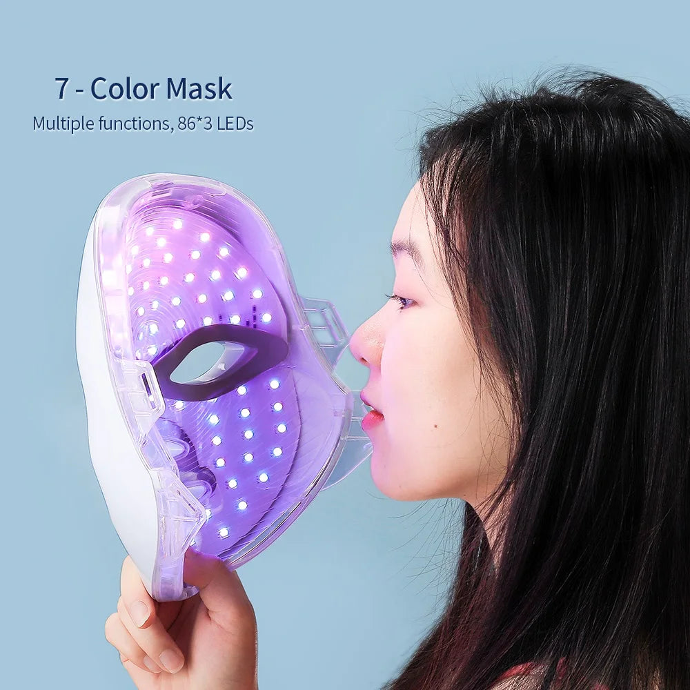 7 Colors LED Facial Mask with Neck Red Light Therapy