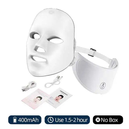 7 Colors LED Facial Mask with Neck Red Light Therapy