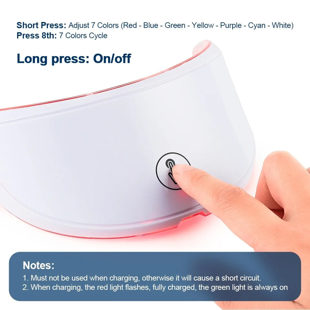 7 Colors LED Facial Mask with Neck Red Light Therapy
