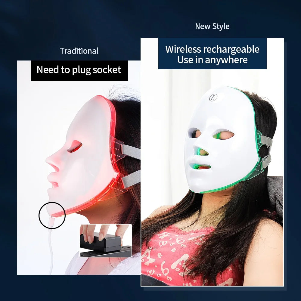 7 Colors LED Facial Mask with Neck Red Light Therapy