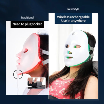 7 Colors LED Facial Mask with Neck Red Light Therapy
