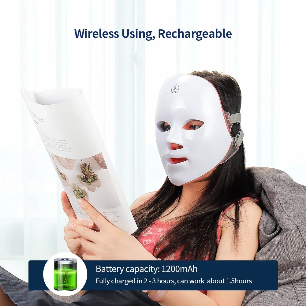 7 Colors LED Facial Mask with Neck Red Light Therapy