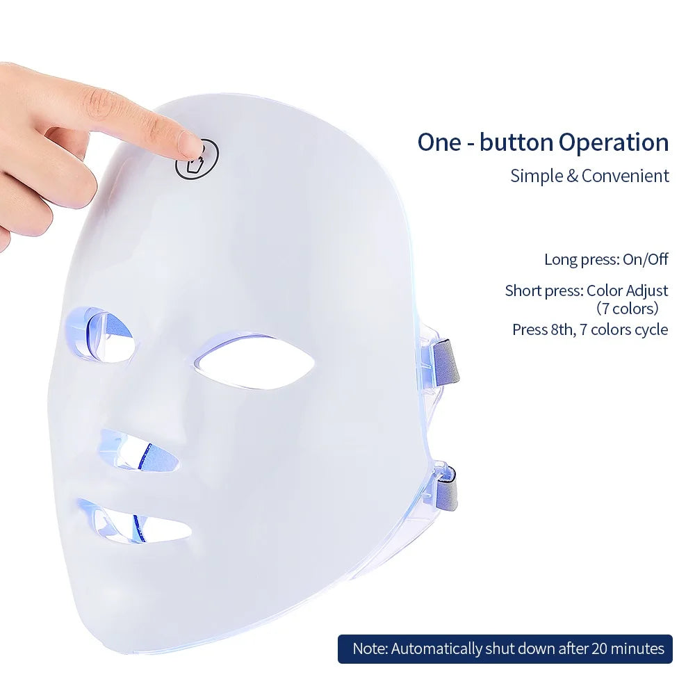 7 Colors LED Facial Mask with Neck Red Light Therapy