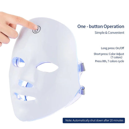 7 Colors LED Facial Mask with Neck Red Light Therapy