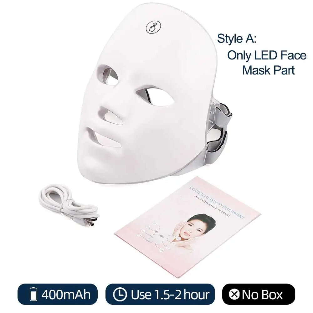 7 Colors LED Facial Mask with Neck Red Light Therapy